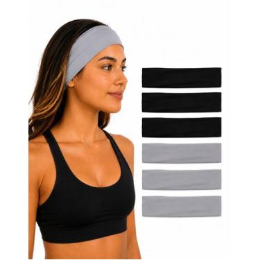 Imagem de 6 Faixas Headband Testeira Anti Suor Corrida Academia Yoga - QueroePre
