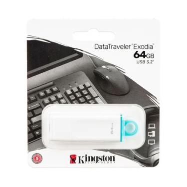 Imagem de Pendrive Kingston Exodia 64GB USB 3.0 - Branco KC-U2G64-5R