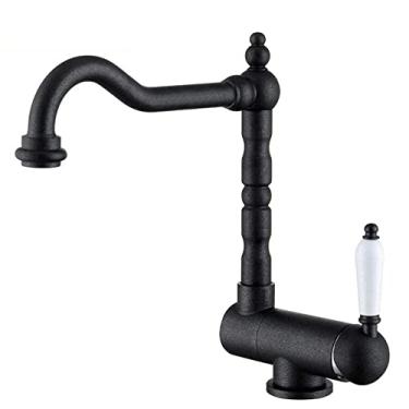 Imagem de Pkfinrd Torneiras de cozinha para janela interna, torneira de cozinha de latão preto fosco com rotação de 360°, torneira de pia quente e fria