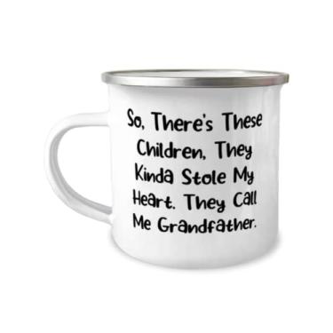 Imagem de Presentes divertidos para avô, então, There's These Children, They Kinda Stole My Heart. They Call Me, Mordaça 355 ml Caneca para acampamento para vovô do neto