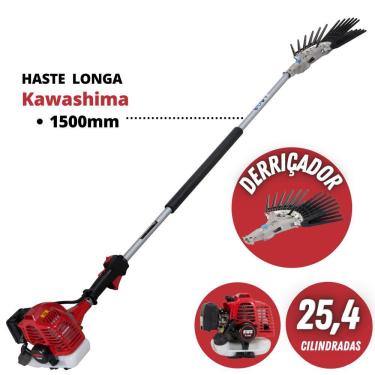 Imagem de Derriçadeira Profissional de Café KWD2600D2L com Motor Kawashima M-2600 á Gasolina 25,4cc Haste Longa, Garra Dupla e Transmissão 8 Rolamentos Agulha