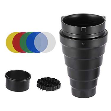 Imagem de Andoer Metal Conical Snoot com Grade de Pente de Mel 5 peças Kit de Filtro de Cor para Suporte de Laços Estúdio Monolight Fotografia Flash