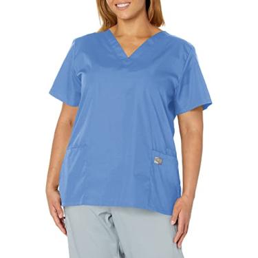 Imagem de Landau Blusa de uniforme médico feminina gola alta, azul celeste, PPP EUA