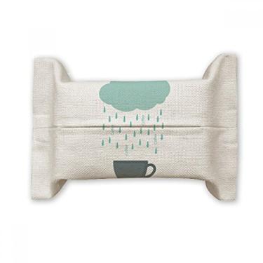 Imagem de Capa de papel para lenços faciais Rain Cloud Cup Smile Face Weather Bolsa de linho de algodão
