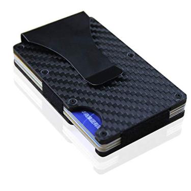 Imagem de Kaczmarek Carteira de Metal Multifuncional RFID - Preto, Couro Sintético e Fibra de Carbono, Adulto, Unissex