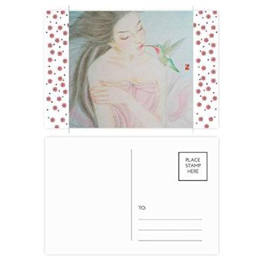 Imagem de Cartão postal de beleza com pássaro estilo chinês aquarela Natal flor celebração cartão postal Blessing