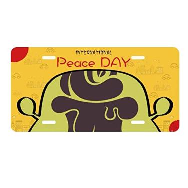 Imagem de DIYthinker Placa de carro com desenho de sorvete de cereja preta para decoração de carro Dia da Paz