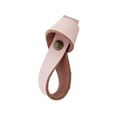 Imagem de Puxador Nó Parafuso - Couro Legítimo Rosa - Parafuso Ouro Velho
