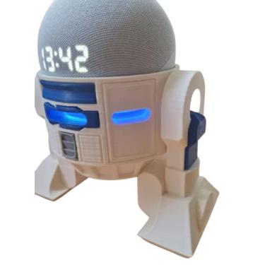 Imagem de Suporte Alexa Droid R2D2 para Echo 4- Branco com detalhes azuis