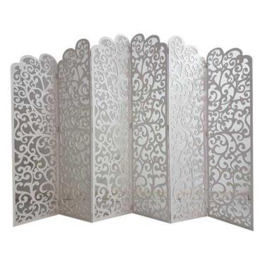 Imagem de Biombo 6 Folhas 258X180cm Mdf Modelo 21 Branco Vazado