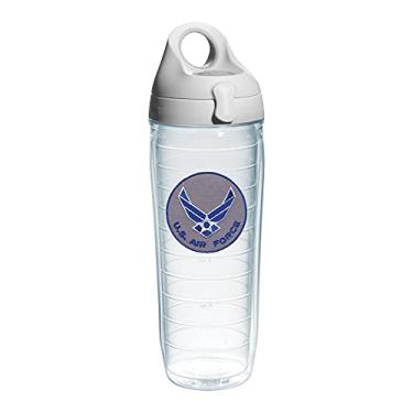 Imagem de Tervis Copo isolado de parede dupla Air Force Made in USA, garrafa de água de 680 g – tampa cinza, emblema do logotipo
