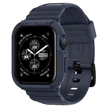 Imagem de Spigen Rugged Armor Pro para Apple Watch Capa com Pulseira Series SE3/9/8/SE2/7/6/SE/5/4 45mm/44mm Proteção TPU com Pulseira - Cinza Carvão