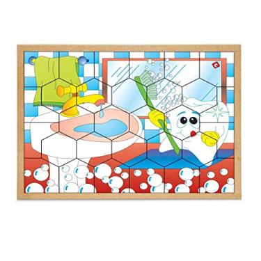 Imagem de Brinquedo Educativo Quebra Cabeça Higiene Base Mdf Com 30 Peças - CARLU