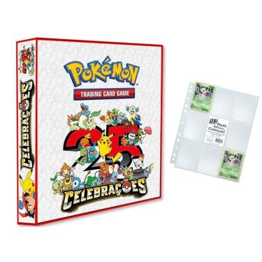 Imagem de Álbum Pasta Fichário Pokemon com 10 Folhas YES 9 Bolsos Celebrações 25 Anos Capa Dura Reforçado