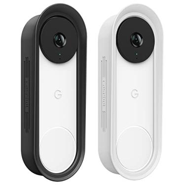 Imagem de Fintie CaseBot Capa para Campainha Google Nest (com fio, 2ª geração), [2 unidades] Capa protetora de silicone à prova de intempéries, não serve para campainha Google Nest (bateria), preto + branco
