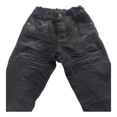 Imagem de Calça Jeans Infantil Menino Juvenil Masculina quadril amassadinho Lycra 4 a 18 anos preto