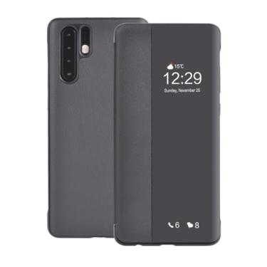 Imagem de Capa flip de couro para celular, para huawei p30, p40 pro, p30pro, p20 lite, p10 plus, p 30, 20, 10, p10plus, p20lite, p20pro, cinza escuro, para p40 pro
