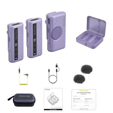 Imagem de 7Ryms iRay DW10 Mini microfone de lapela sem fio de canal duplo com Denoise, funções de reverberação para smartphone, computador, gravação de câmera, Vlog, transmissão ao vivo, entrevista-Roxo