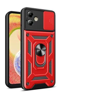 Imagem de Kukoufey Compatível com Motorola Moto G14, capa de lente de câmera deslizante compatível com Motorola Moto G14 2023 4G XT2341-2 XT2341-3 XT2341-4 capa vermelha