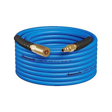 Imagem de DEWENWILS Mangueira de ar de 0,6 cm por 1,5 m, 300 psi, mangueira de compressor de ar resistente com conexões de acoplador rápido industrial de 0,6 cm, mangueira de ar híbrida flexível e resistente a torções (azul)