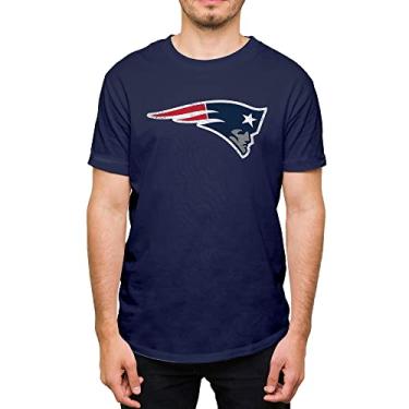 Imagem de Hybrid Sports NFL - Logotipo do time envelhecido - Camiseta adulta oficialmente licenciada para fãs de manga curta para homens e mulheres, New England Patriots - Azul-marinho, GG