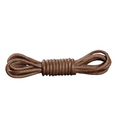 Imagem de 1Pair Cotton Waxed Shoelaces Round Shoe Laces Boots Laces Waterproof Leather Shoelace Length 60/80/100/120/140/180cm (Color : Yellow Brown, Size : 180 cm)