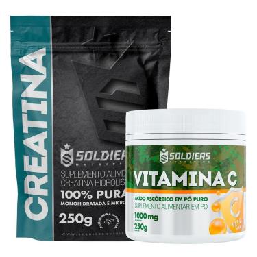 Imagem de Kit: Creatina Monohidratada 250g + Vitamina C Em Pó 250g - 100% Puro Importado - Soldiers Nutrition-Unissex