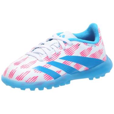 Imagem de adidas Tênis unissex infantil League Predator Turf, Branco/azul solar/rosa solar, 18