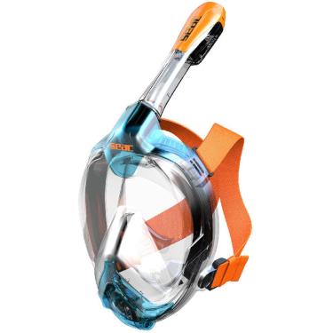 Imagem de Seac Máscara de snorkel facial Libera – água-marinha/laranja, pequena/média