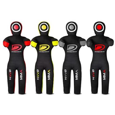 Imagem de DAAN MMA Saco de pancadas de judô falso, manequim de luta livre de Jiu-Jitsu brasileiro, apresentação de autodefesa, treinamento de luta livre, manequim não preenchido (preto/vermelho, 1,5 m)