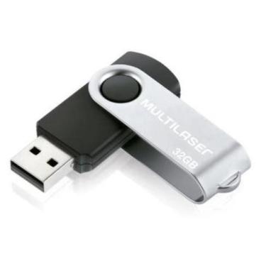 Imagem de Pen Drive 32GB twist USB 2.0 preto/prata Transferência 3MB/s gravação 