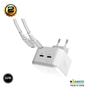 Imagem de Carregador fonte turbo 2 saidas USB C 35w original iwill 