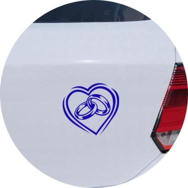 Imagem de Adesivo de Carro Coração Alianças de Casamento - Cor Amarelo - Melhor 