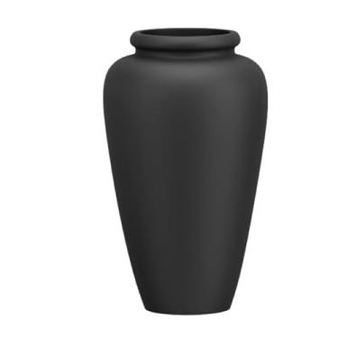 Imagem de Vaso Fibra De Vidro Cachepot Tipo Vietnamita Vitrificado Grande (Preto Fosco)