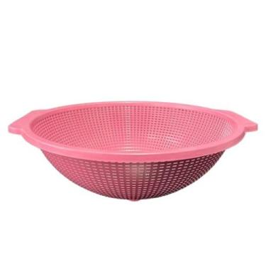 Imagem de Escorredor de Legumes Frutas Arroz Rosa Redondo 31cm - Plasmarc