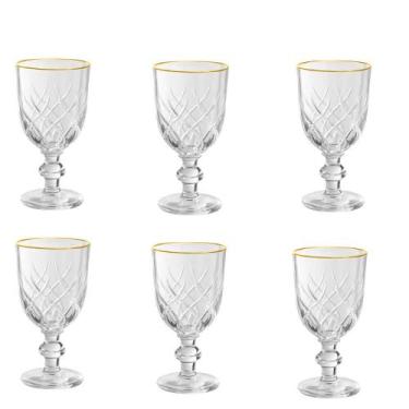 Imagem de Kit 6 Taças Com Borda Dourada Para Água E Vinho Lavin 260ml Hauskraft 