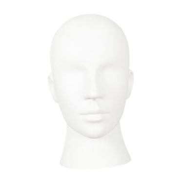 Imagem de harayaa Cabeça de manequim careca masculino chapéu rack base estável chapéu display stand manequim cabeça para bandana óculos gravata borboleta salão mesa, Branco Mate