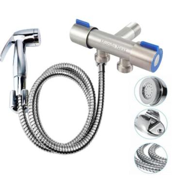 Imagem de Ducha Higiênica Registro Duplo Aço Inox Super Luxo Com Derivação - Mun