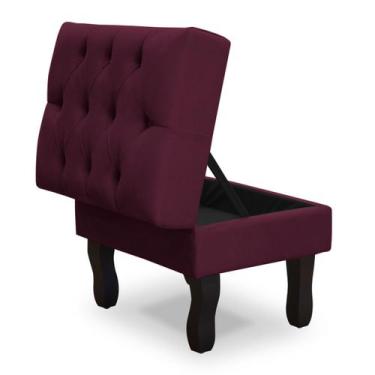 Imagem de Puff Baú Retrô Luis Xv Capitonado, Bordo Pés De Madeira - SRJ Moveis