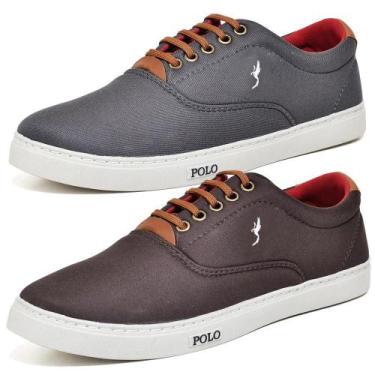 Imagem de Sapatênis Masculino Casual Confortável Lona Polo Blu Kit 2, 41, Marrom