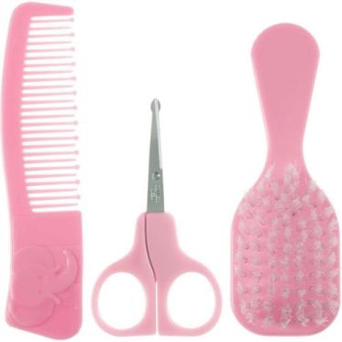 Imagem de Kit Baby Com Tesoura, Escova E Pente de Cabelo - Marco Boni, Rosa