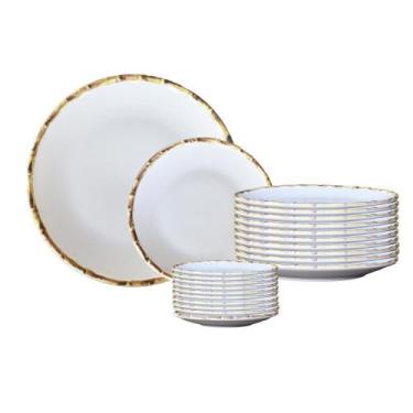 Imagem de Jogo De Pratos 10 Rasos e 10 Sobremesa Bambu Scalla 1ª Linha