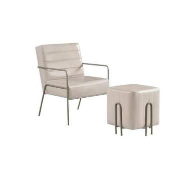 Imagem de Conjunto Poltrona Roma e Puff Realeza Base em Aço Carbono - BRYME DECO