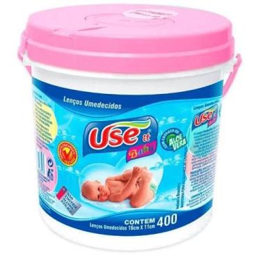 Imagem de Lenço Umedecidos Use It Balde Rosa com 400 Unidades - Use-It