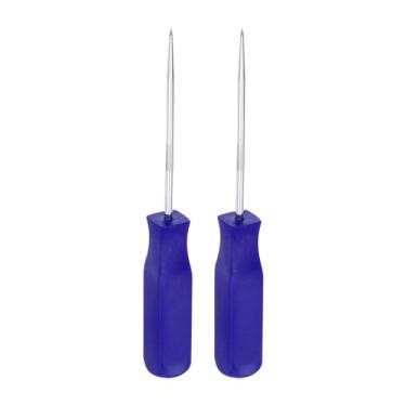 Imagem de HARFINGTON 2 peças de gancho reto 135 mm aço cromo vanádio Cr-V TPR cabo de plástico quadrado conjunto de ferramentas de picareta automotiva para remover anéis O pequenos itens, azul