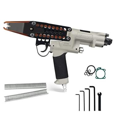 Imagem de Pistola de anel WOODPECKER C-77XE Air Hog com nariz estendido extralongo, calibre 15, coroa de 3/10.2 cm, diâmetro de fechamento de 8,0 mm, alicate de anel de porco pneumático, ferramenta automática