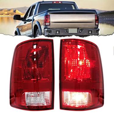 Imagem de VGETTING Luzes traseiras para Dodge RAM 1500 2500 3500 2009-2018 Conjunto de lâmpada traseira com lâmpada de substituição lanternas traseiras luz de freio de lente vermelha um par