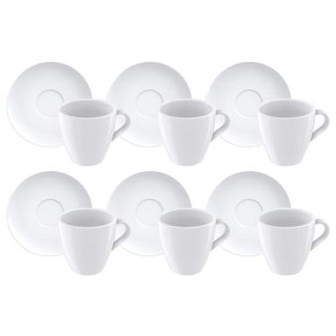 Imagem de Kit Xícara E Pires De Cappuccino Tramontina Paola Em Porcelana 200 Ml 12 Peças