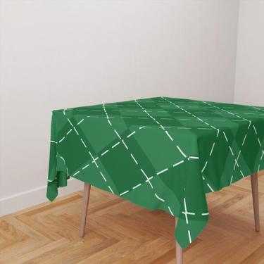 Imagem de Toalha De Mesa Quadrada 4 Lugares Tecido Oxford Natal Xadrez Verde TL1