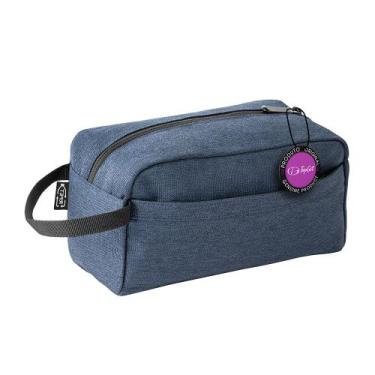 Imagem de Necessaire Eco com Bolso Frontal Alça lateral Soft TopGet, Azul